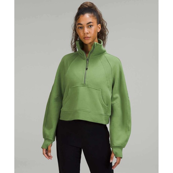 Lululemon Tops - Lululemon Scuba Oversized Funnel Neck Half Zip Green Foliage Sweatshirt/S